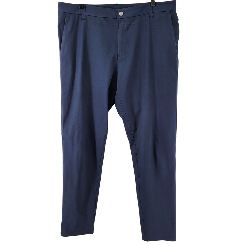 Lululemon ABC Pant Mens 38 Navy Blue Slim‎ Fit Warpstreme Trousers LM5AEYS